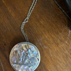 Beautiful sterling silver abalone pin/pendant necklace signed